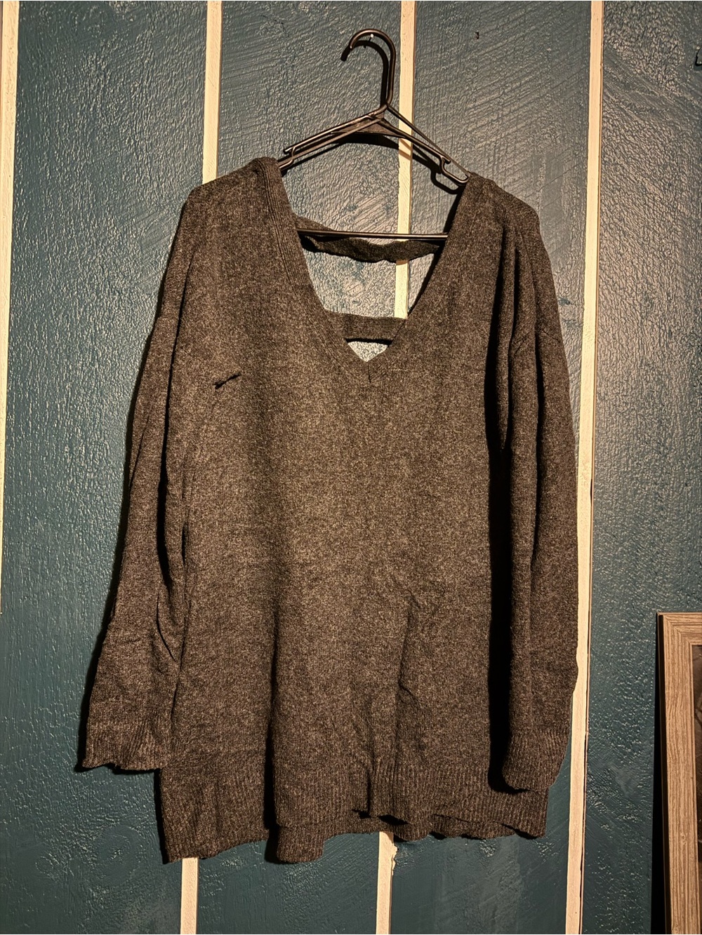 ruby moon Charcoal Gray V-Neck Knit Sweater Dress